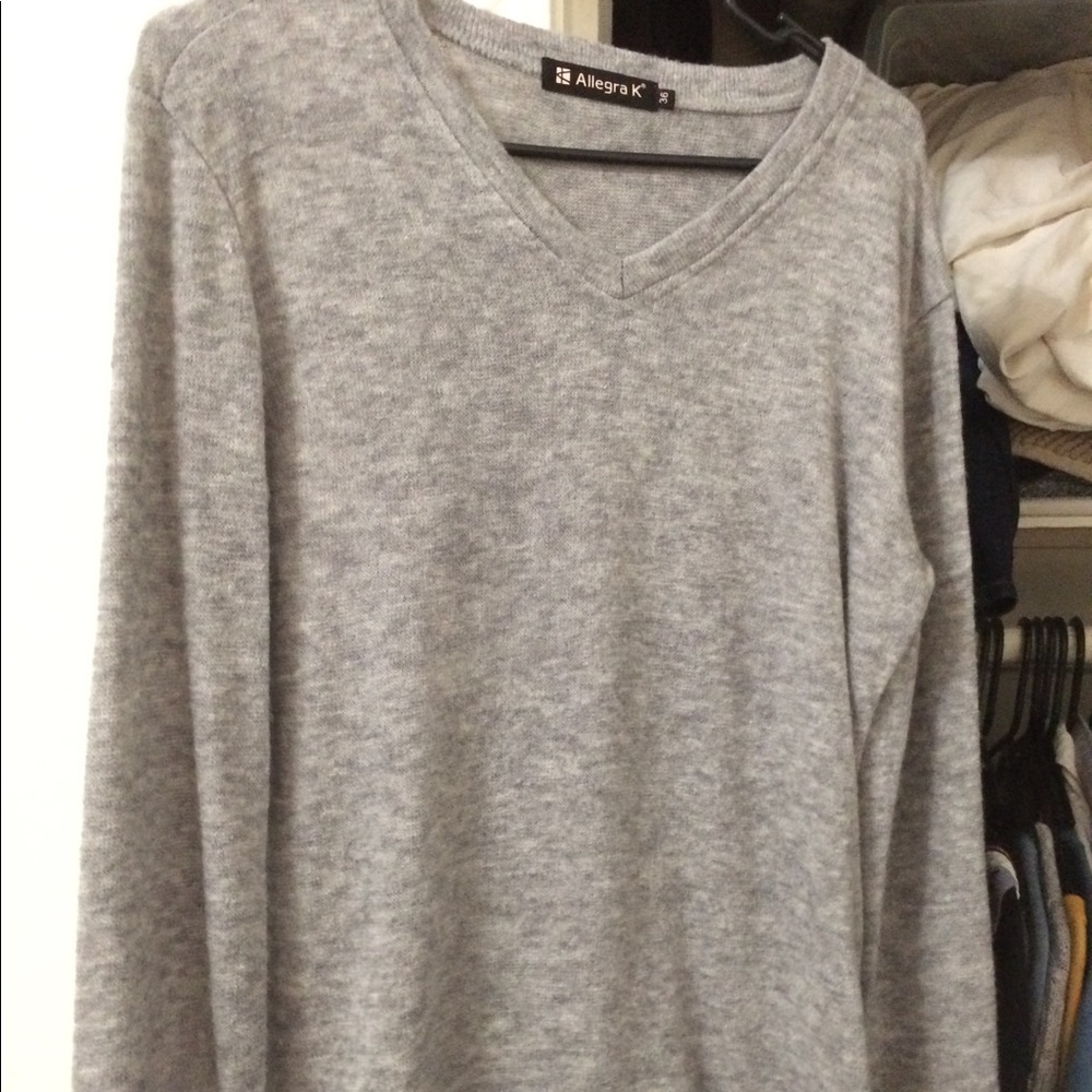 Allegra K v neck sweater grey Men XS